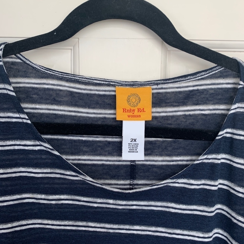 # Lightweight 2X Ruby Rd striped top - Picture 2 of 4